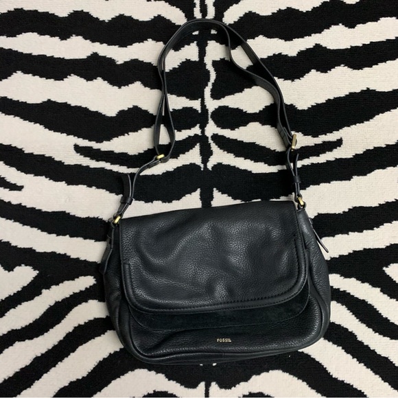 Fossil Peyton Double Flap Suede & Pebbled Leather Large Purse - Picture 4 of 16